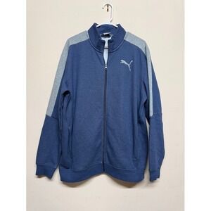 Puma Blue Gray Colorblock Track Jacket Full Zip Athletic Athleisure Men's L